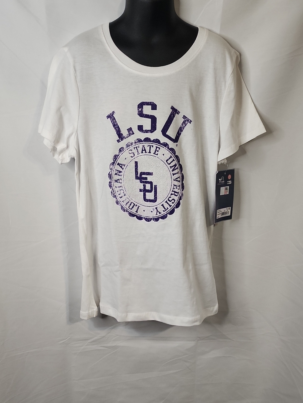 LSU Girl's Large (10/12) Louisiana State University Tee White And Purple New